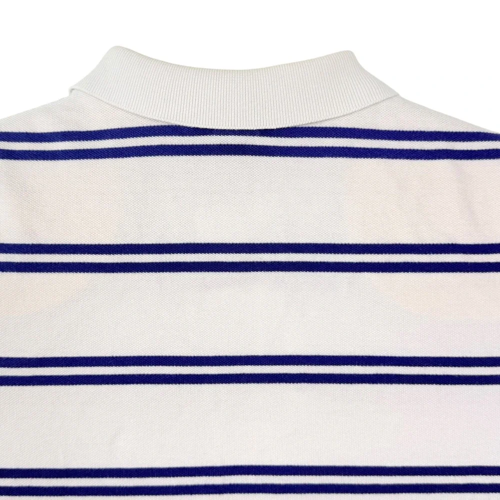 Vintage Polo Ralph Lauren Polo Shirt Men L Blue White Stripe Pony Pique Cotton